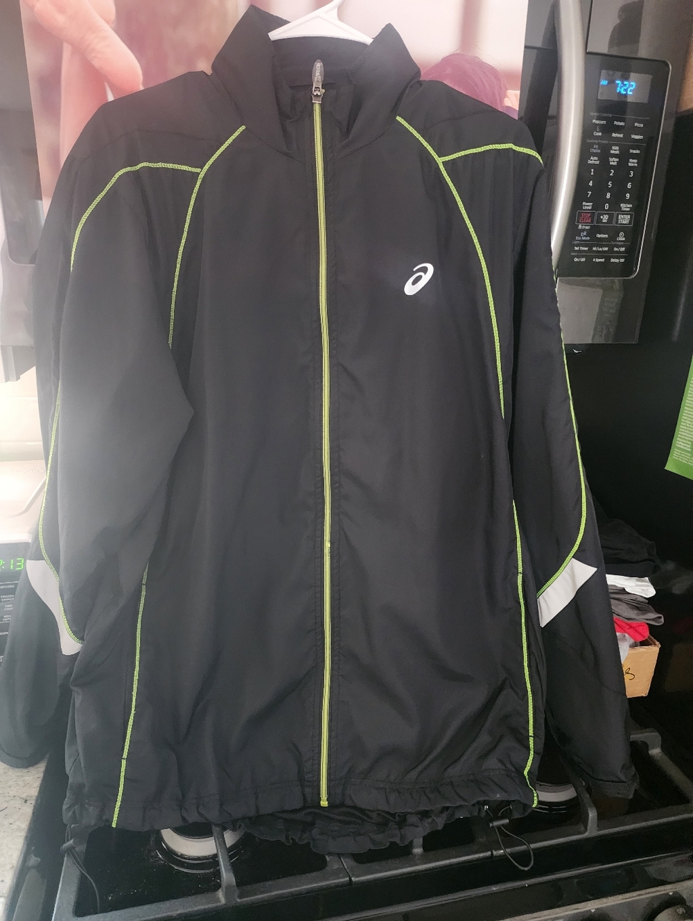 Asics Black Performance Jacket with Lime Accents